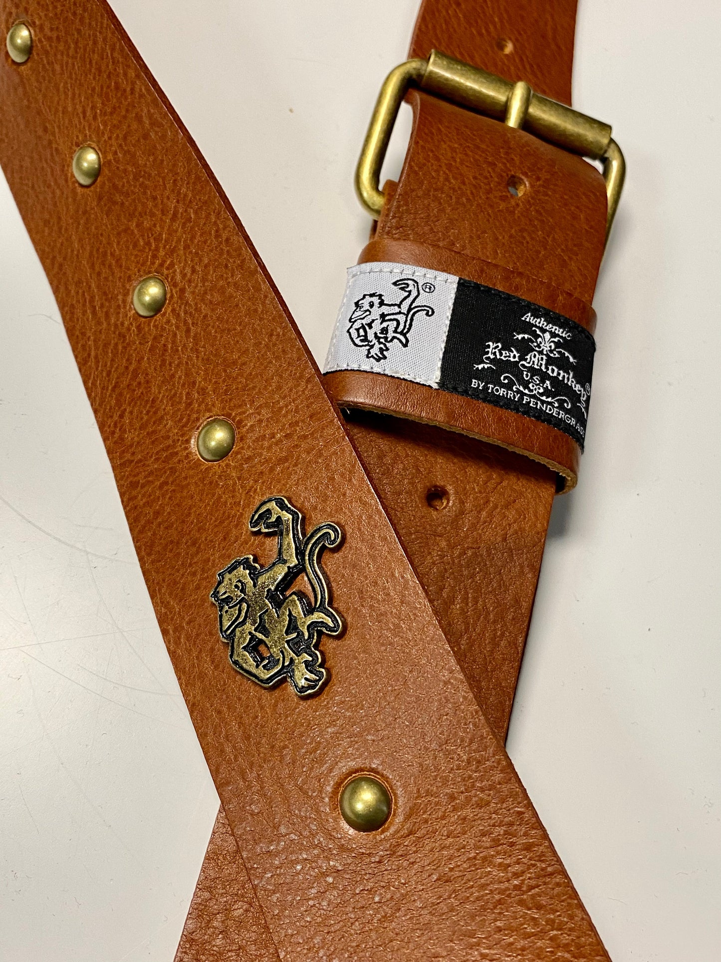 Red Monkey Designs Live Wire Guitar Strap (Tobacco/Antique Brass, Size: 2)