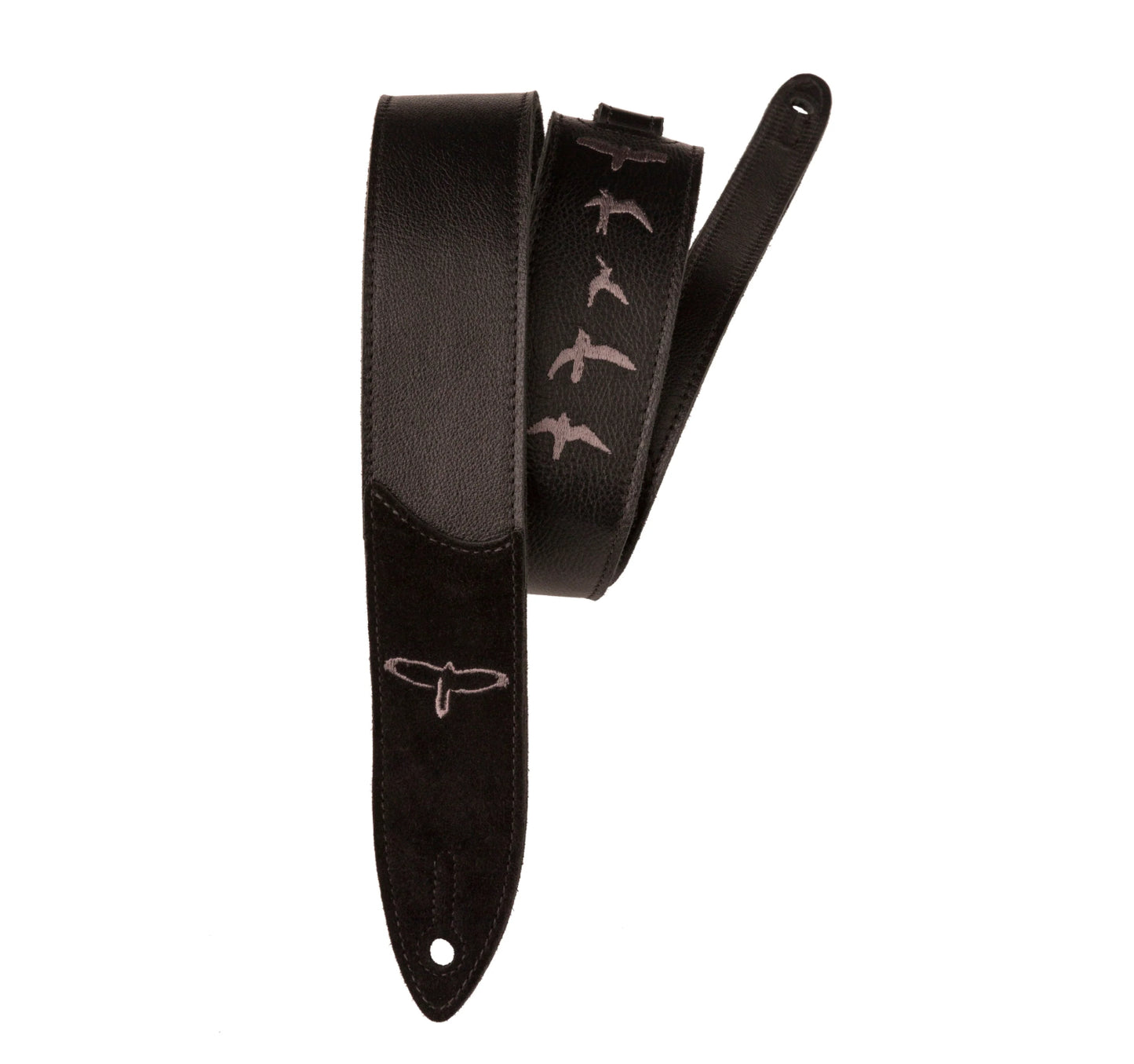 Paul Reed Smith PRS Premium Leather 2" Guitar Strap Embroidered Birds Black