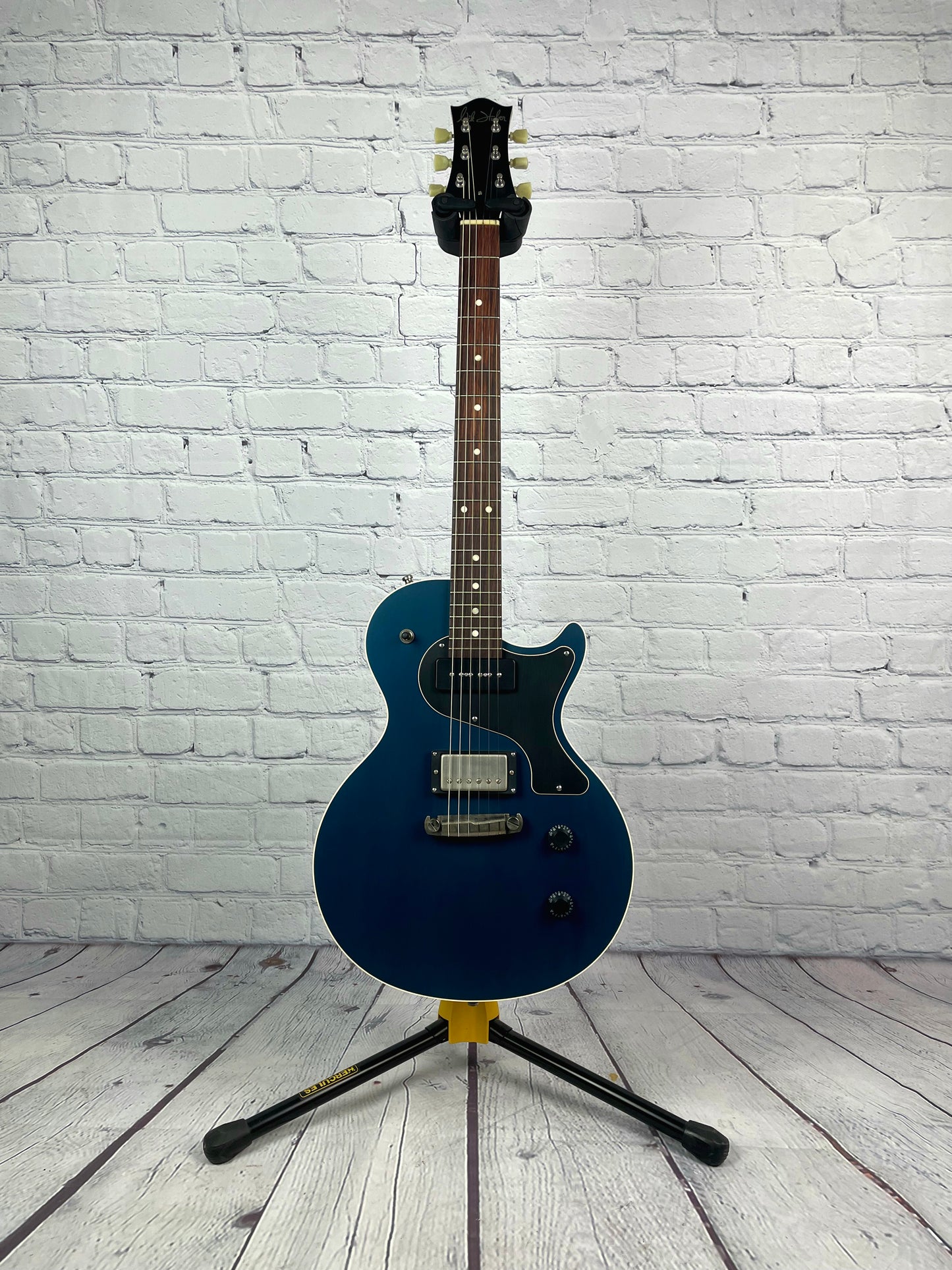 Nik Huber Krautster II Single Cut Electric Guitar Worn Petrol Blue Natural Back