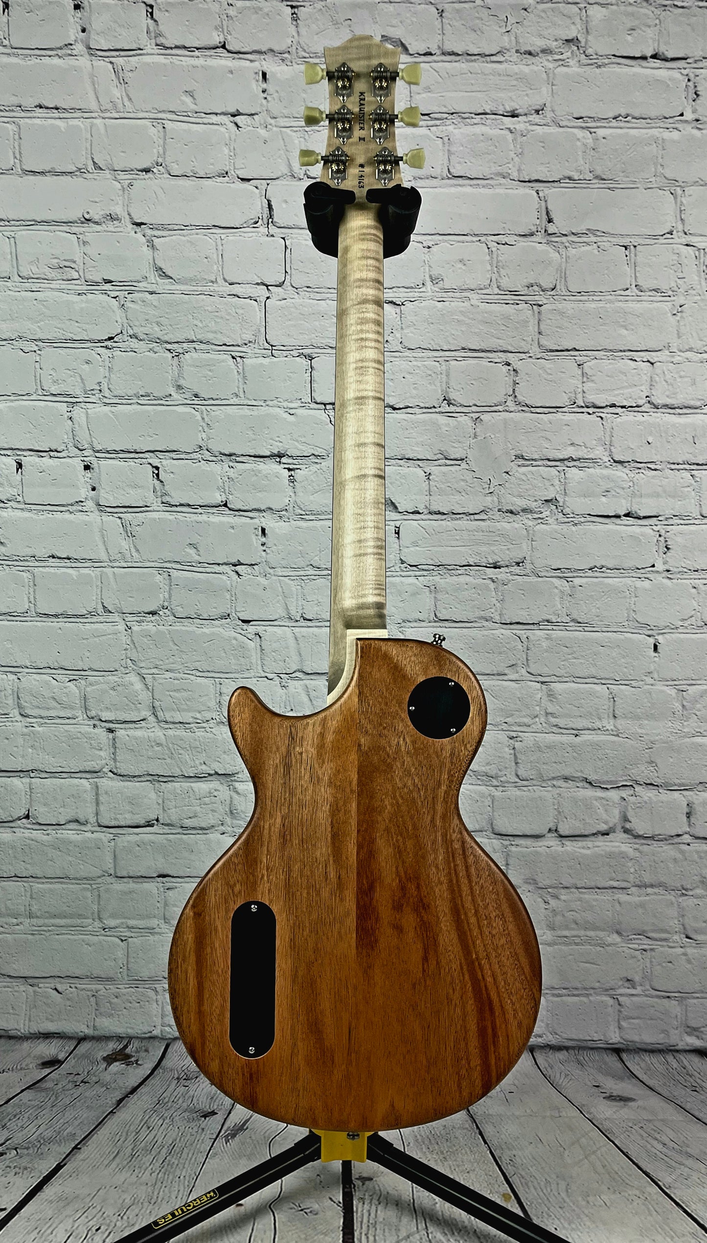 Nik Huber Krautster II Single Cut Electric Guitar Worn Petrol Blue Natural Back