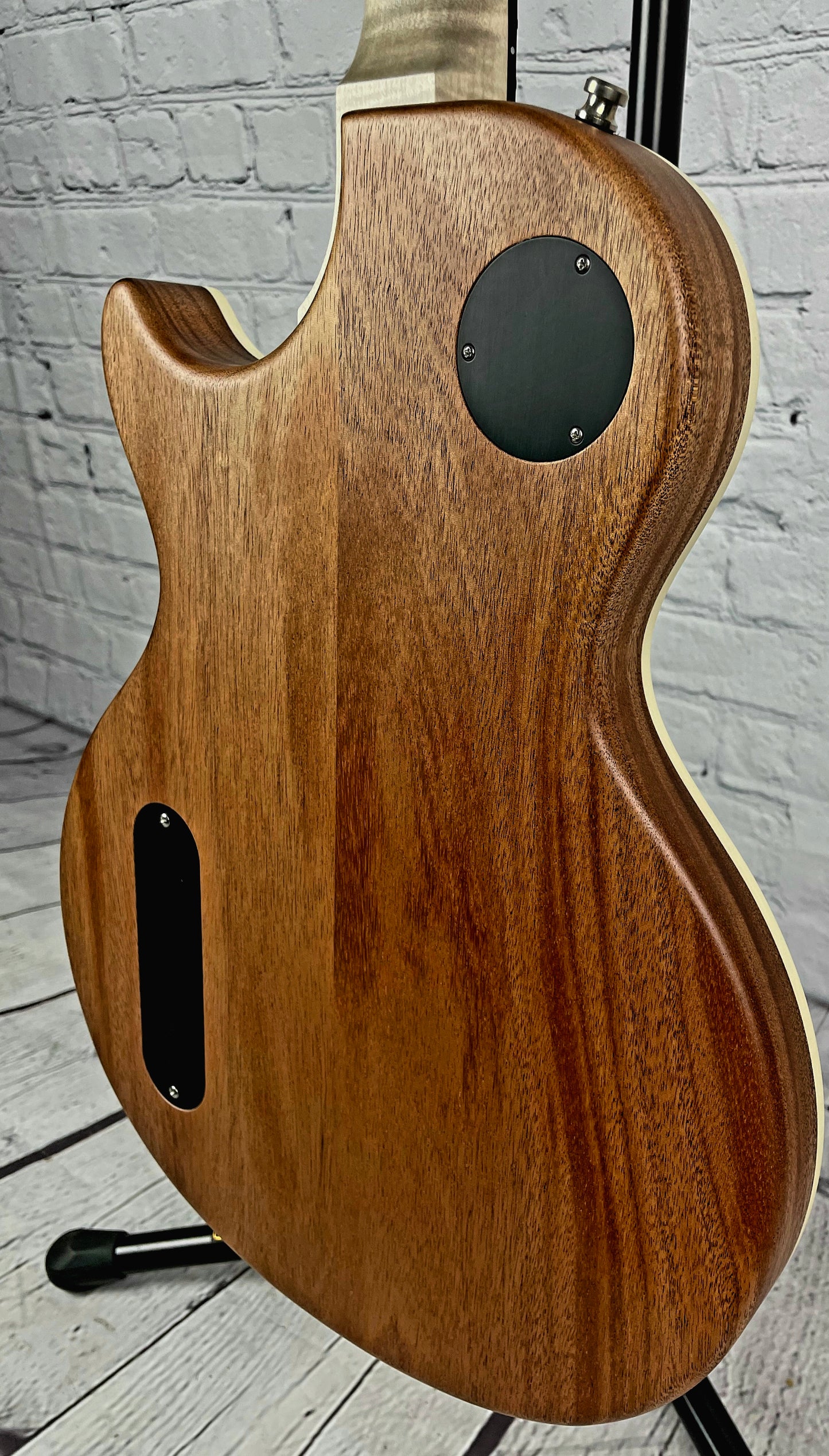 Nik Huber Krautster II Single Cut Electric Guitar Worn Petrol Blue Natural Back