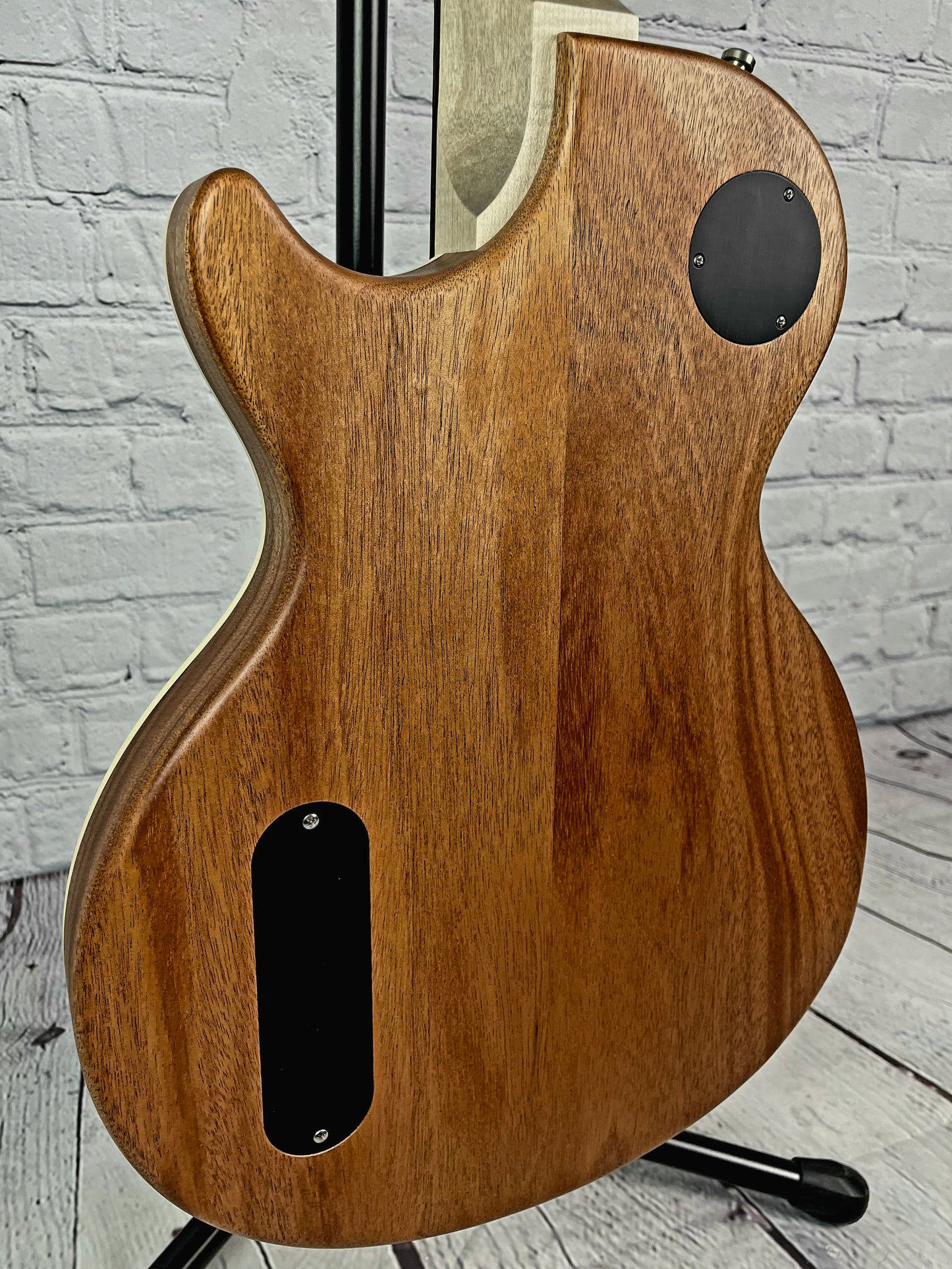 Nik Huber Krautster II Single Cut Electric Guitar Worn Petrol Blue Natural Back