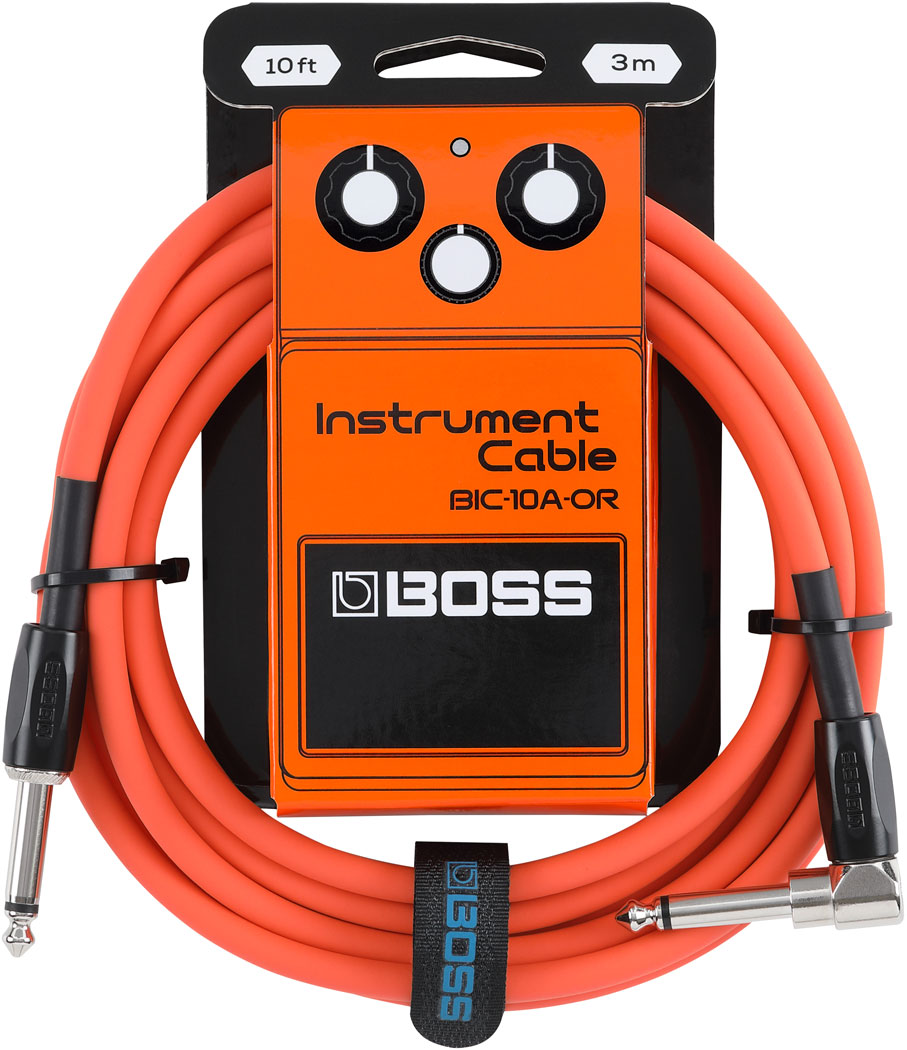 Boss Instrument Cable BIC-10A 1/4" Straight to Right Angle 10'