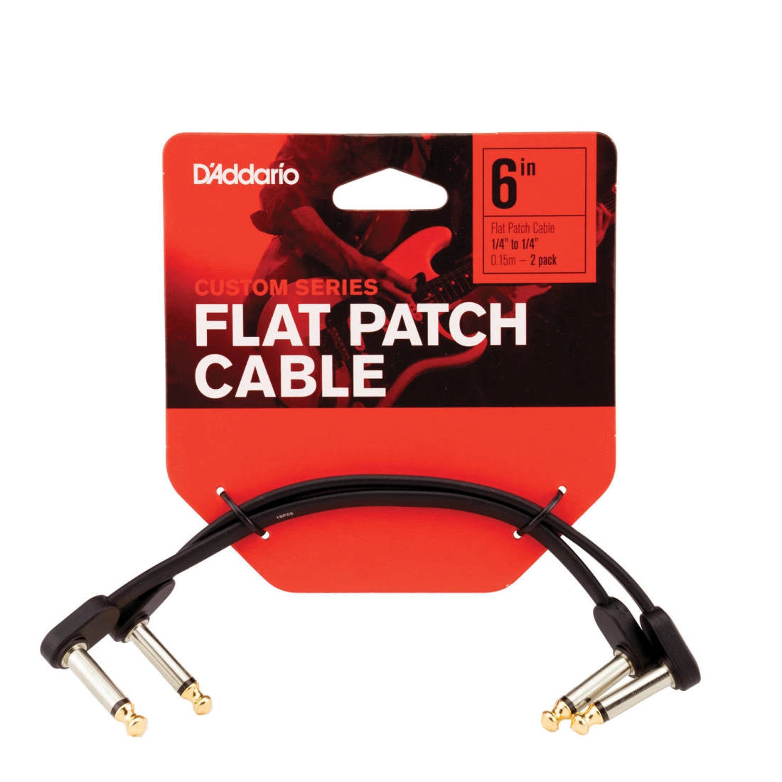 D'addario 6'' Flat Patch Cable, Right-Angle to Right-Angle (2 Pack)