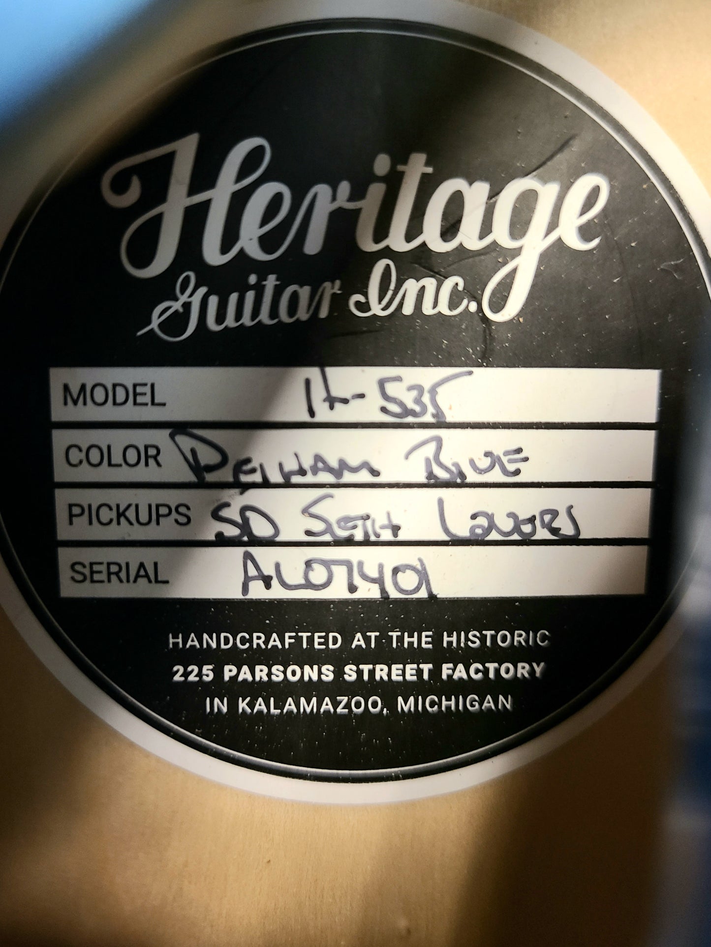 Heritage Guitars H-535 Artisan Aged Limited Edition Pelham Blue Semi-Hollow Electric Guitar