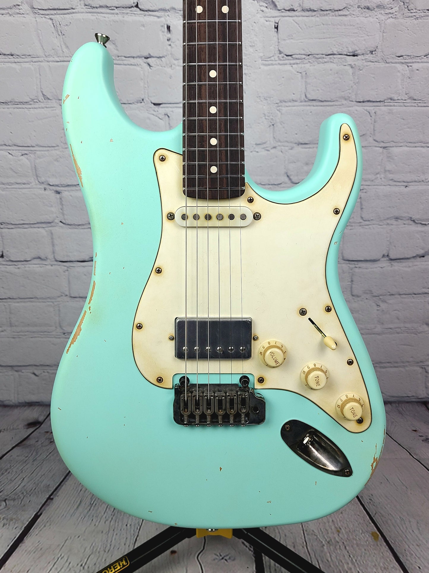 LSL Instruments Saticoy One Satin Seafoam Green H/S Reverse Headstock Roasted Figured Maple Neck