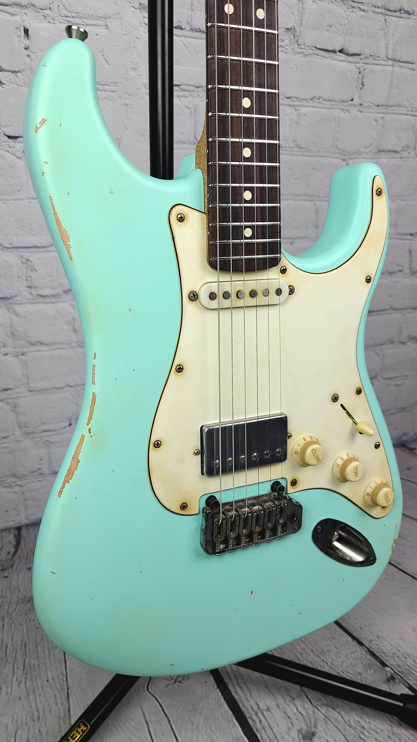 LSL Instruments Saticoy One Satin Seafoam Green H/S Reverse Headstock Roasted Figured Maple Neck