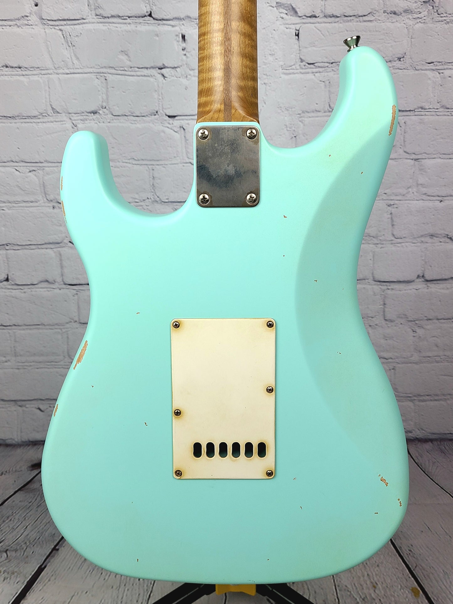 LSL Instruments Saticoy One Satin Seafoam Green H/S Reverse Headstock Roasted Figured Maple Neck