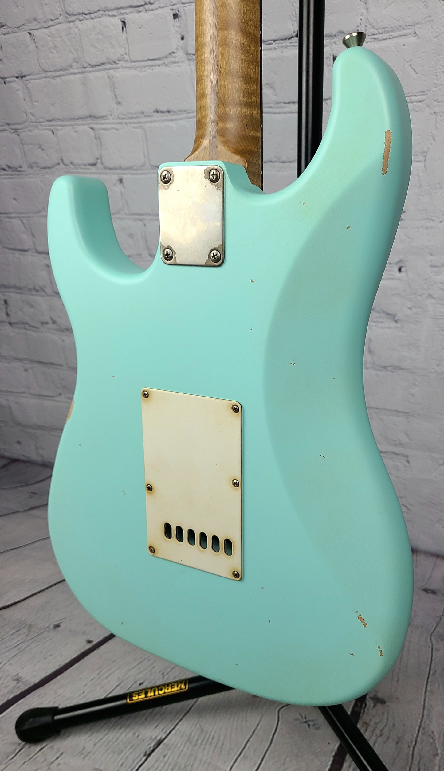 LSL Instruments Saticoy One Satin Seafoam Green H/S Reverse Headstock Roasted Figured Maple Neck
