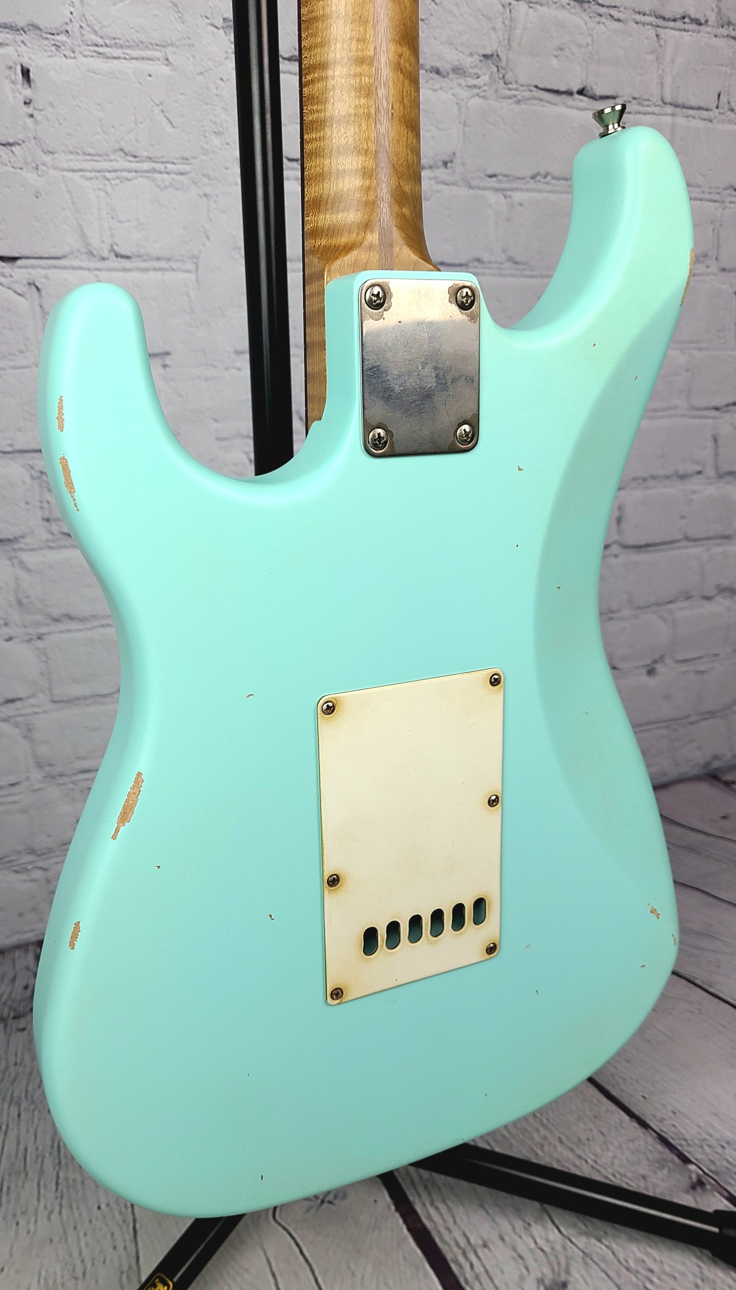 LSL Instruments Saticoy One Satin Seafoam Green H/S Reverse Headstock Roasted Figured Maple Neck