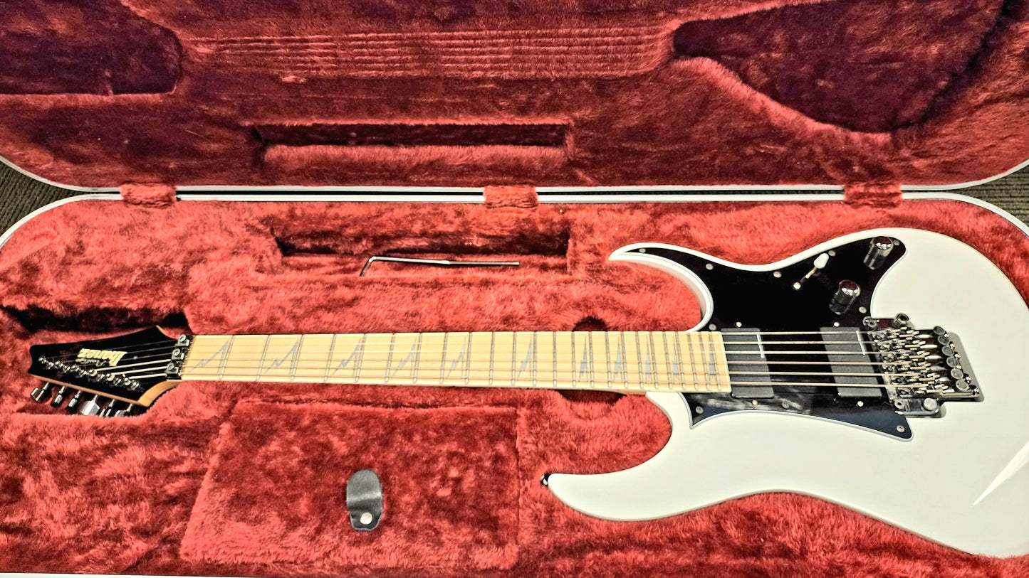 USED Ibanez Prestige RG3550MZ Galaxy White Seymour Duncan Blackouts Electric Guitar