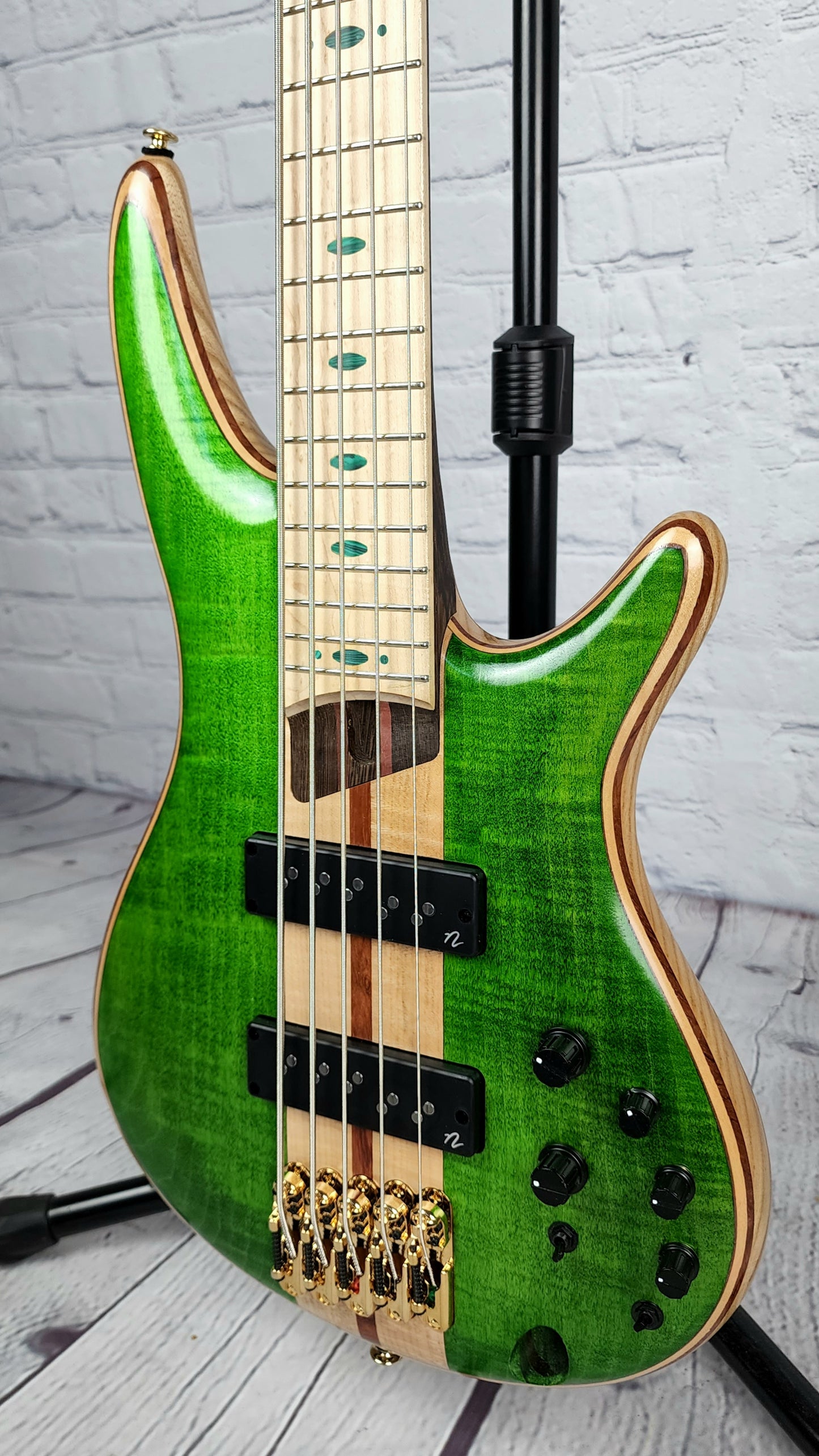 Ibanez Premium SR5FMDX EGL 5 String Bass Guitar Emerald Green Low Gloss