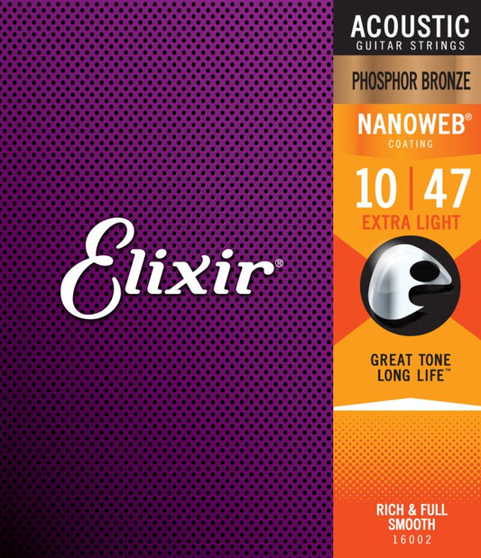 Elixir Phosphor Bronze Acoustic Guitar Strings NANOWEB