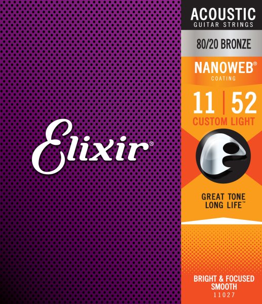 Elixir 80/20 Bronze Acoustic Guitar Strings NANOWEB