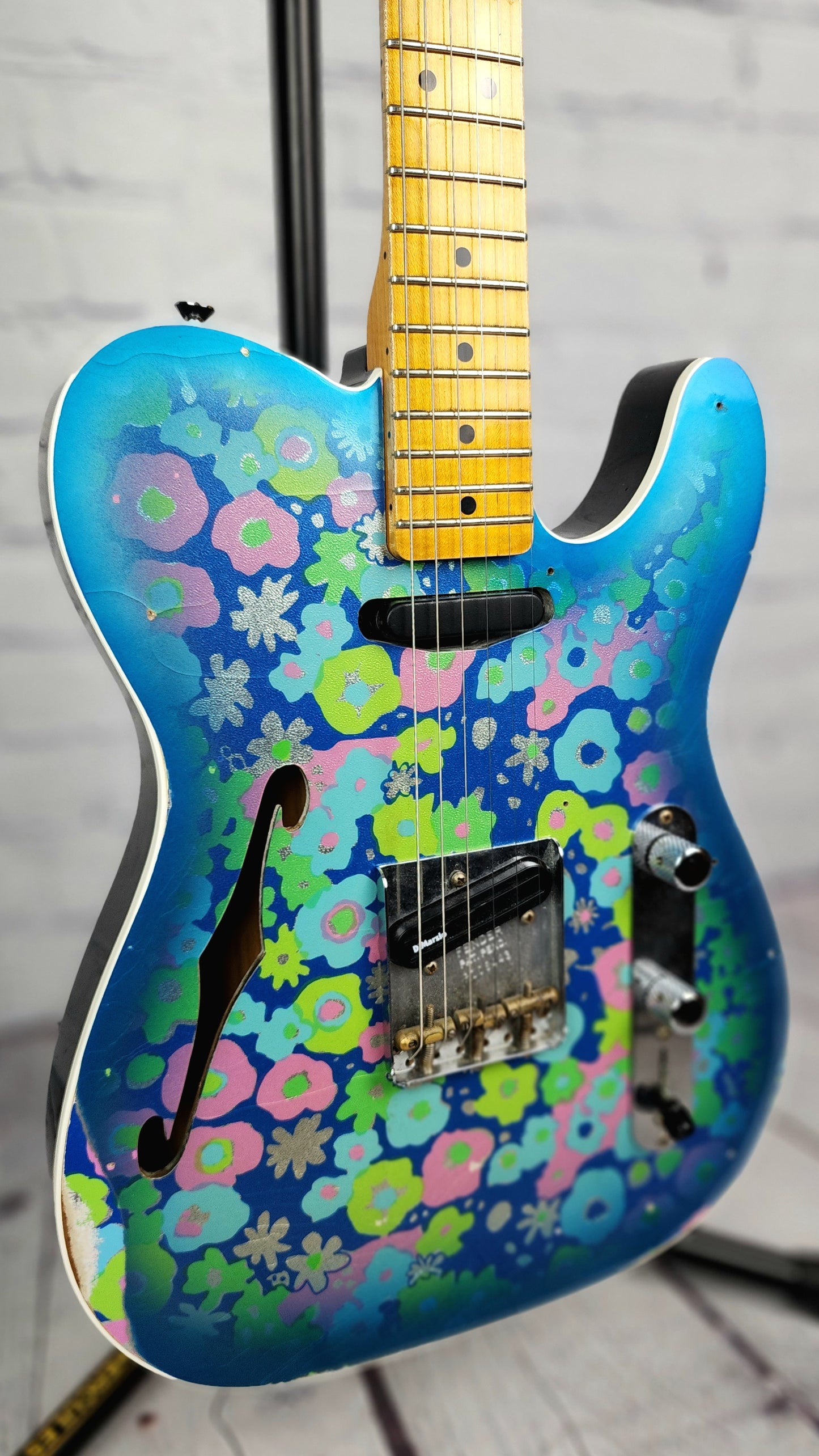 USED Fender Custom Shop LTD Roasted Pine Double Esquire Thinline Relic Aged Blue Flower 2020