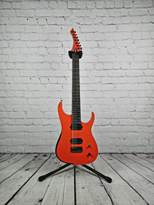 Cerberus Guitars Erebus 7 String Electric Guitar 27" Baritone Fiesta Red Natural Back