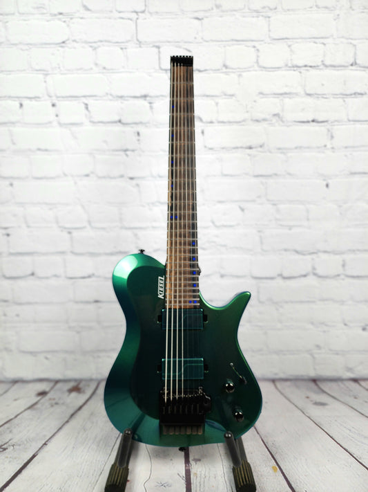 USED Kiesel Zeus Trem 7 String Headless Electric Guitar Green Color Shift