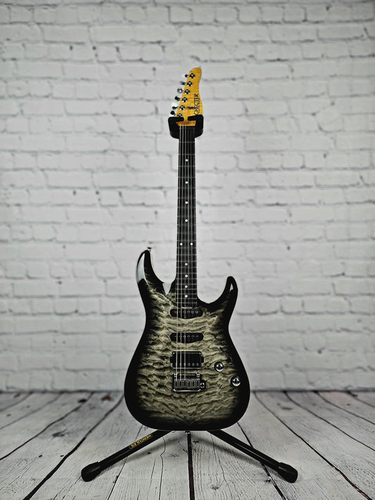 Schecter California Classic 6 String Electric Guitar HSS Tremolo Charcoal Burst