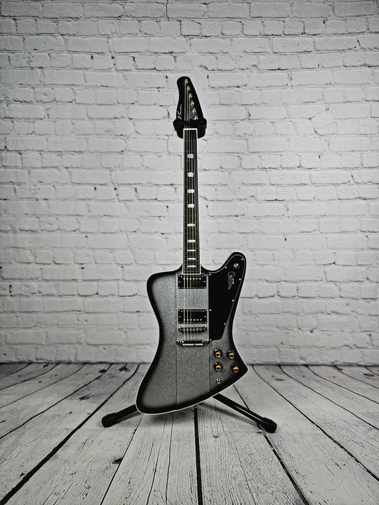 Kauer Guitars Banshee 6 String Electric Guitar Silverburst Flake Sparkle