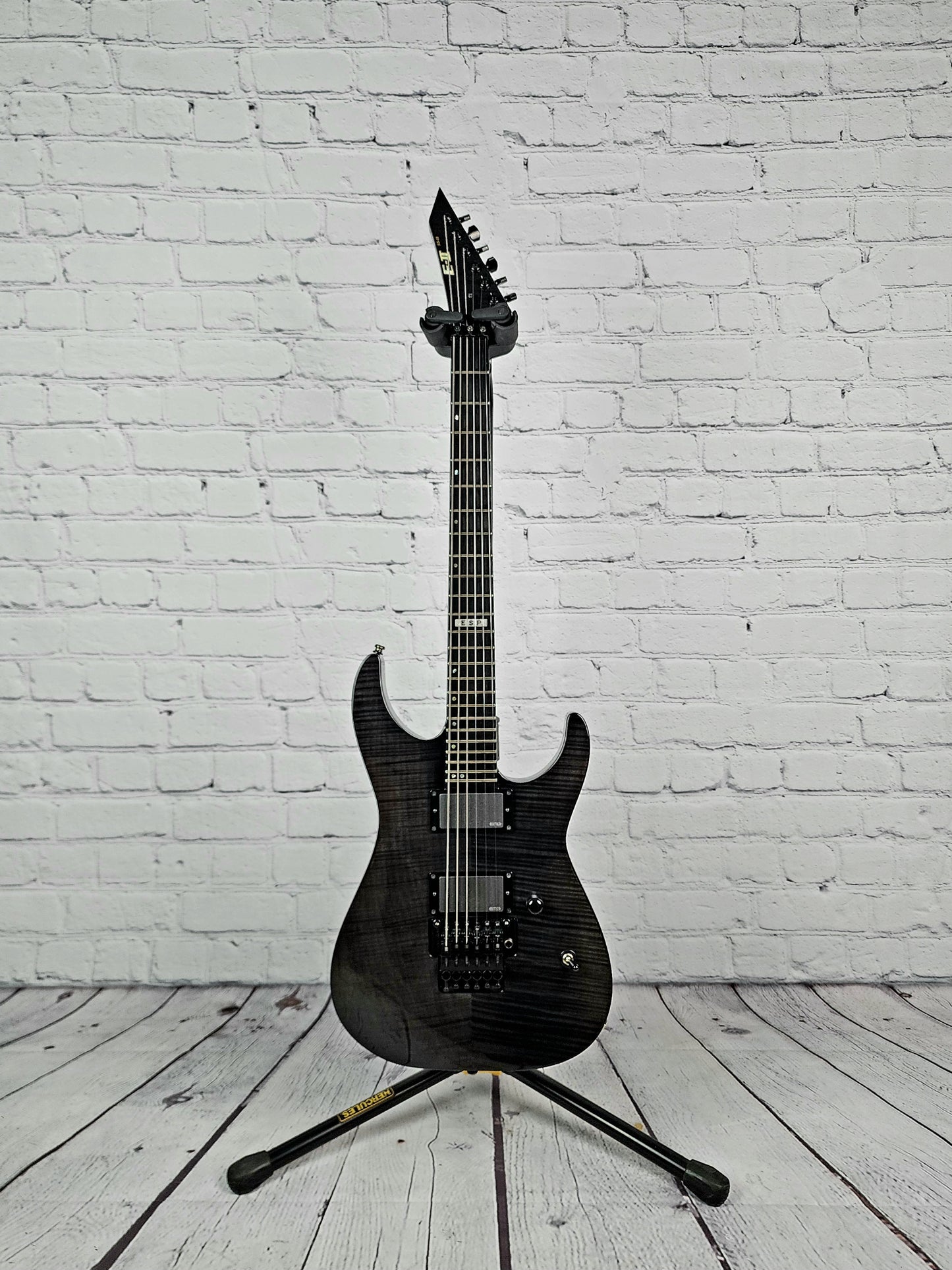 USED ESP E-II M-II 6 String Electric Guitar Trans Black EMG Floyd Rose