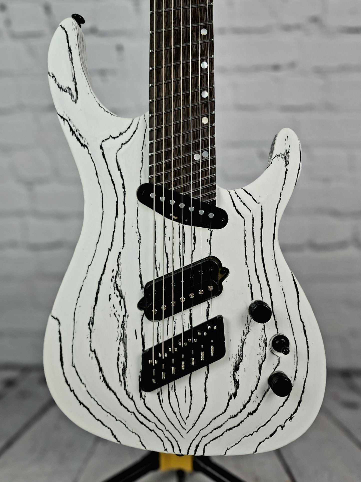 Ormsby Guitars SX GTR 7 String Electric Guitar White/Black Exposed Grain Ash