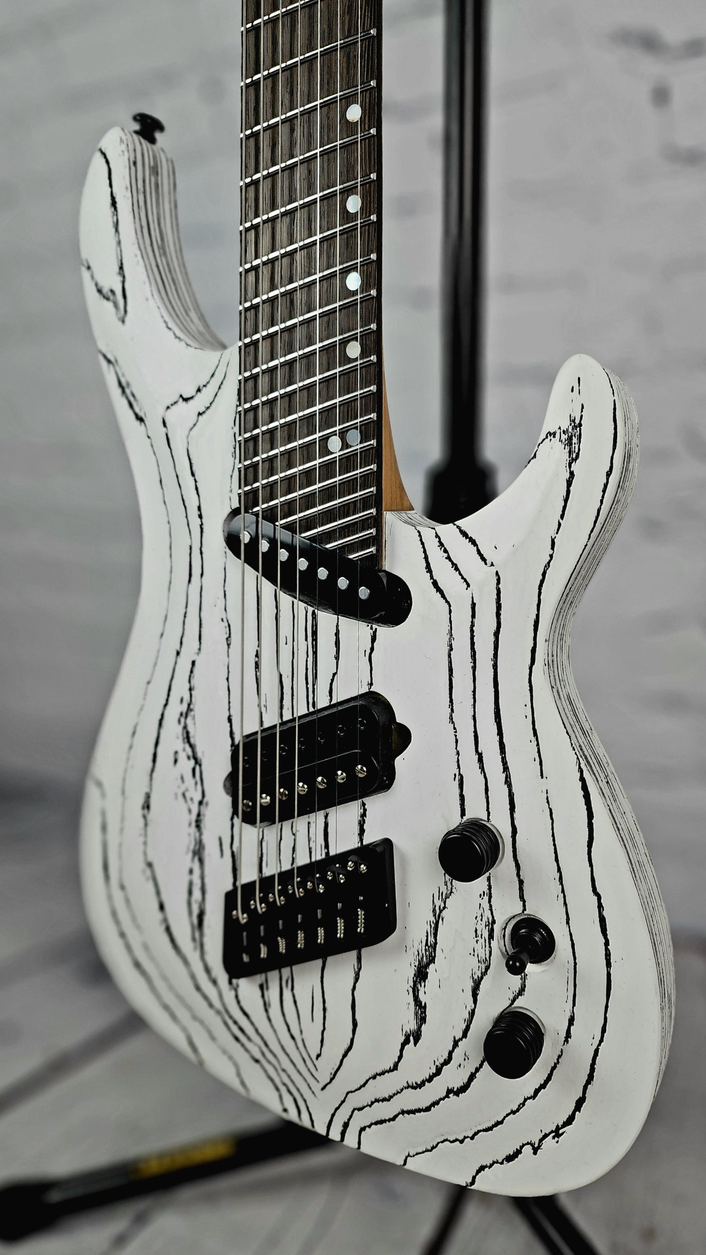 Ormsby Guitars SX GTR 7 String Electric Guitar White/Black Exposed Grain Ash