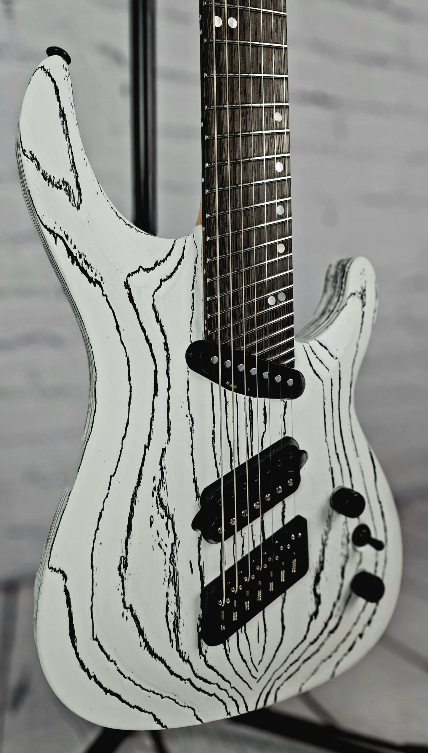 Ormsby Guitars SX GTR 7 String Electric Guitar White/Black Exposed Grain Ash