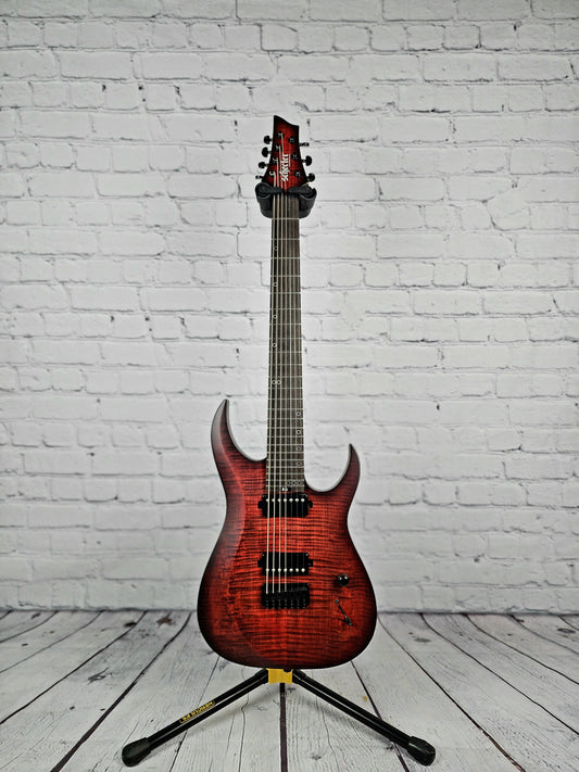 Schecter Sunset 7 Extreme 7 String Electric Guitar Scarlet Burst