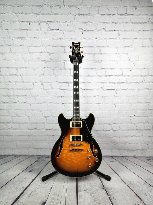 Ibanez JSM10 VYS John Scofield Signature Semi-Hollow Electric Guitar Vintage Yellow Sunburst