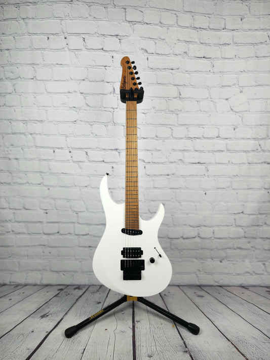 Balaguer Select Diablo Retro 27 6 String Electric Guitar Gloss Solid White Floyd