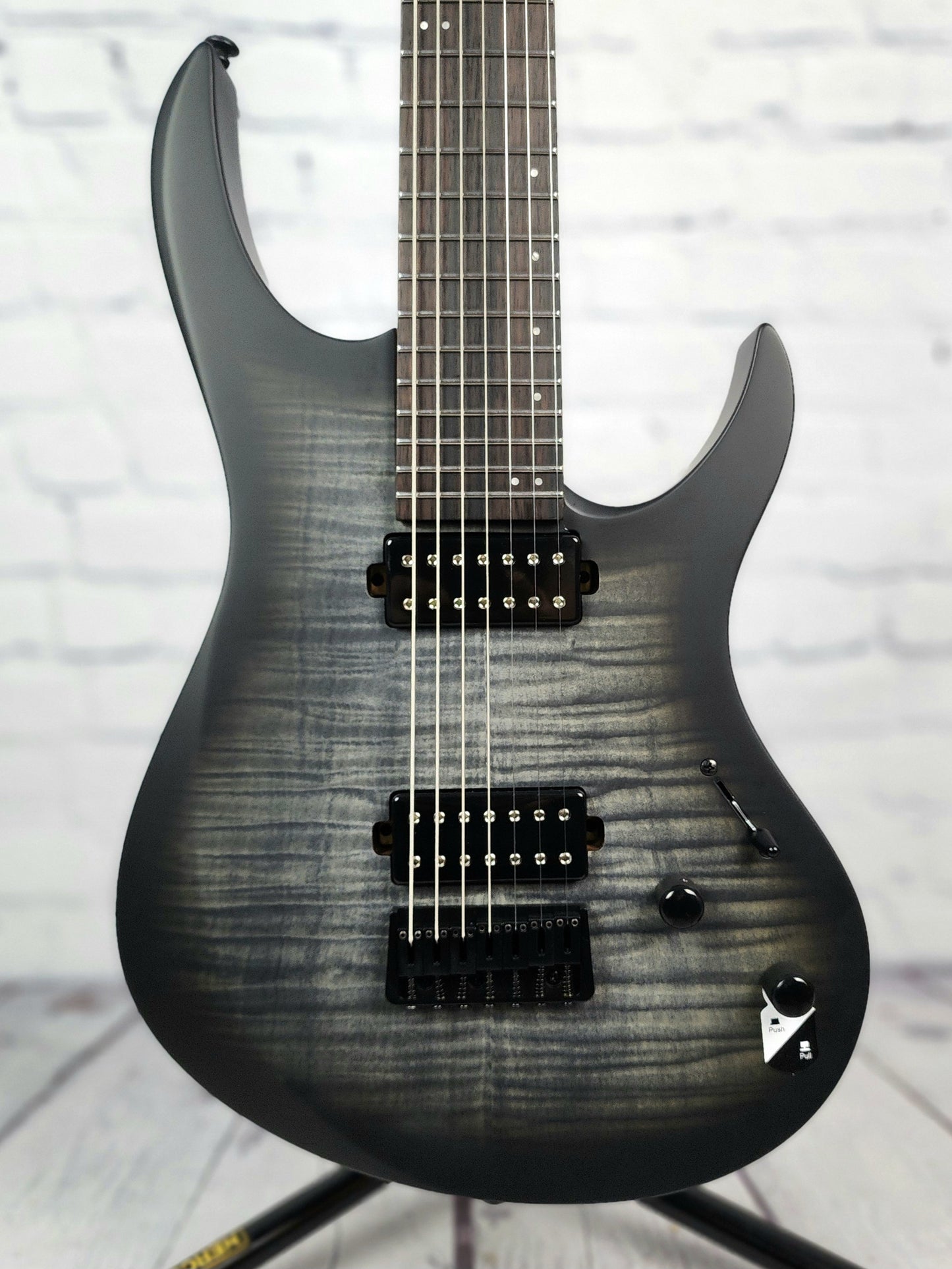 Balaguer Standard Diablo 7 String Baritone Electric Guitar Trans Black Flame