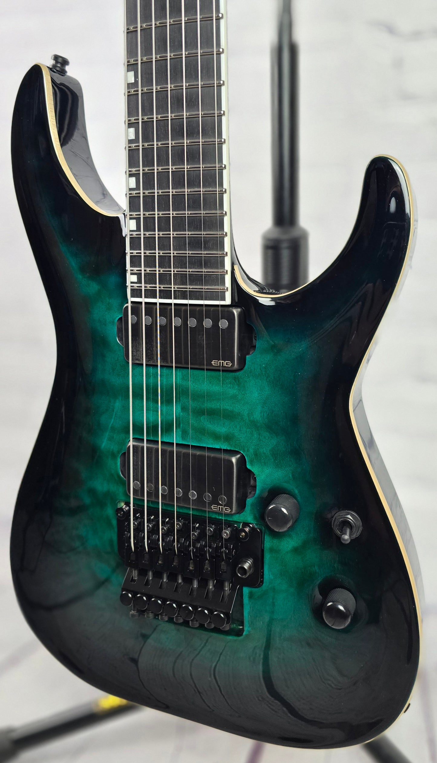 ESP E-II Horizon FR-7 7 String Electric Guitar Floyd Rose Black Turquoise Burst