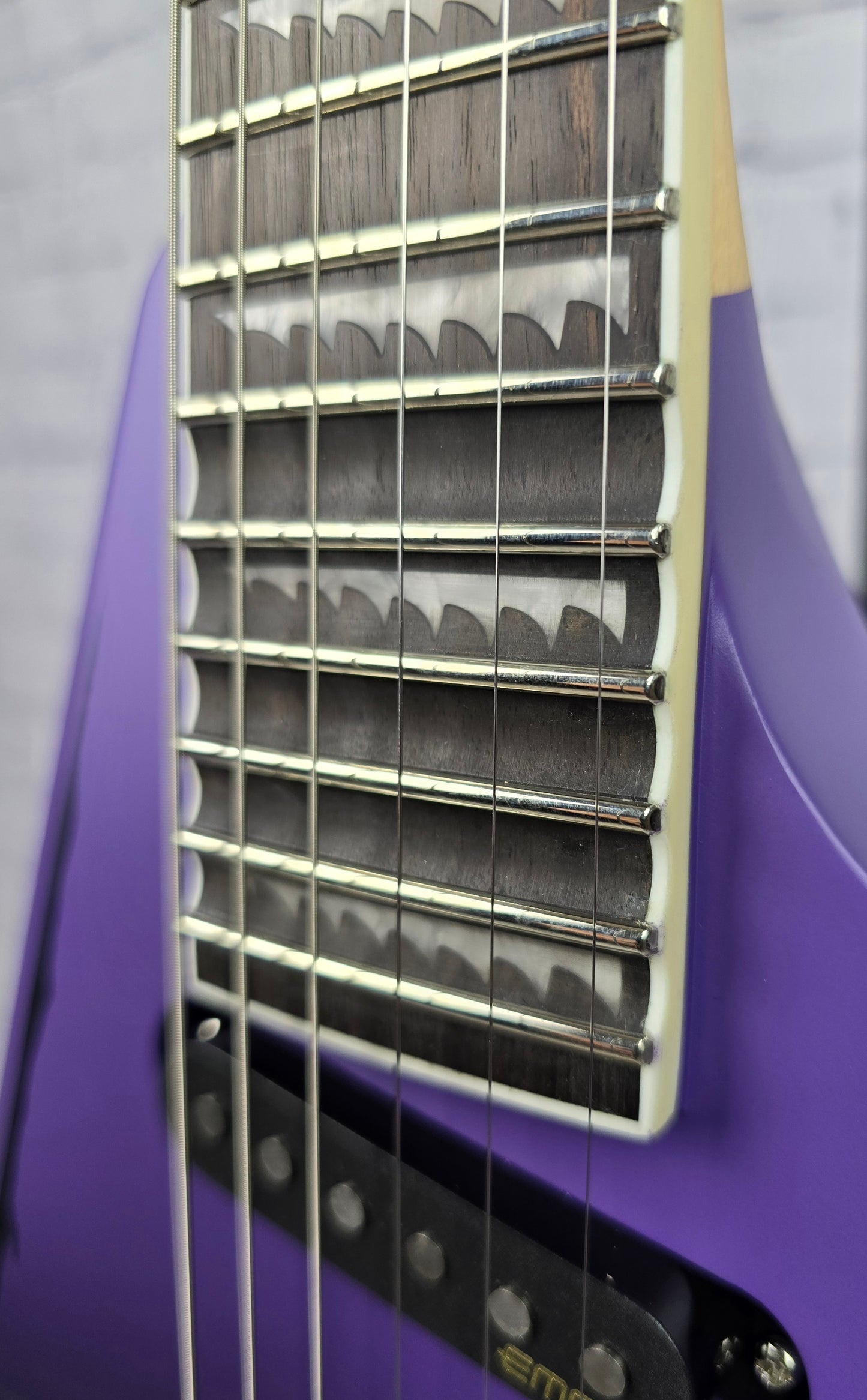 ESP LTD Alexi Ripped 6 String Electric Guitar Purple Satin Fade with Ripped Pinstripes