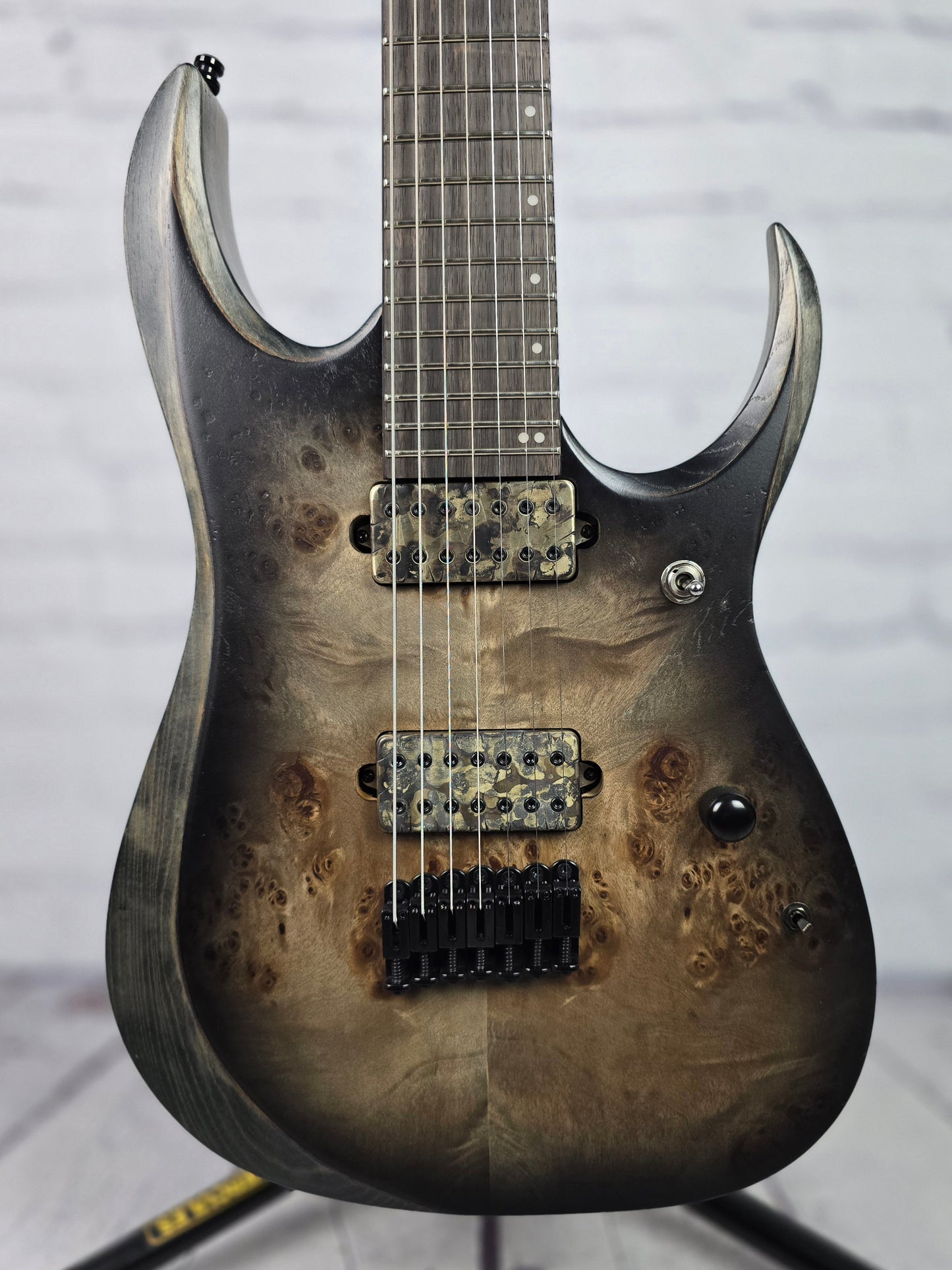 Ibanez Axion Label RGD71ALPA CKF 7 String Electric Guitar Charcoal Black Burst Stained Flat