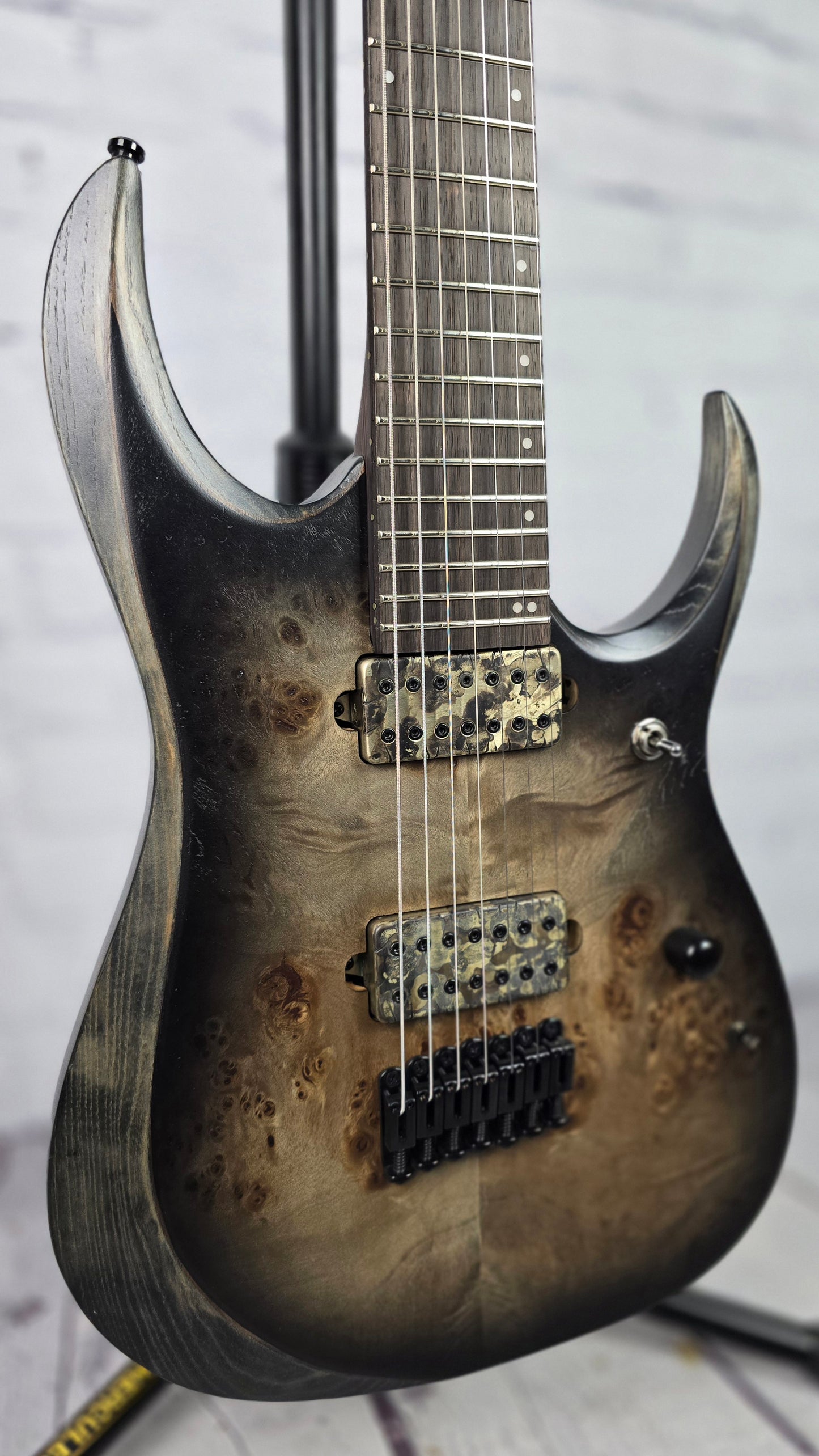 Ibanez Axion Label RGD71ALPA CKF 7 String Electric Guitar Charcoal Black Burst Stained Flat