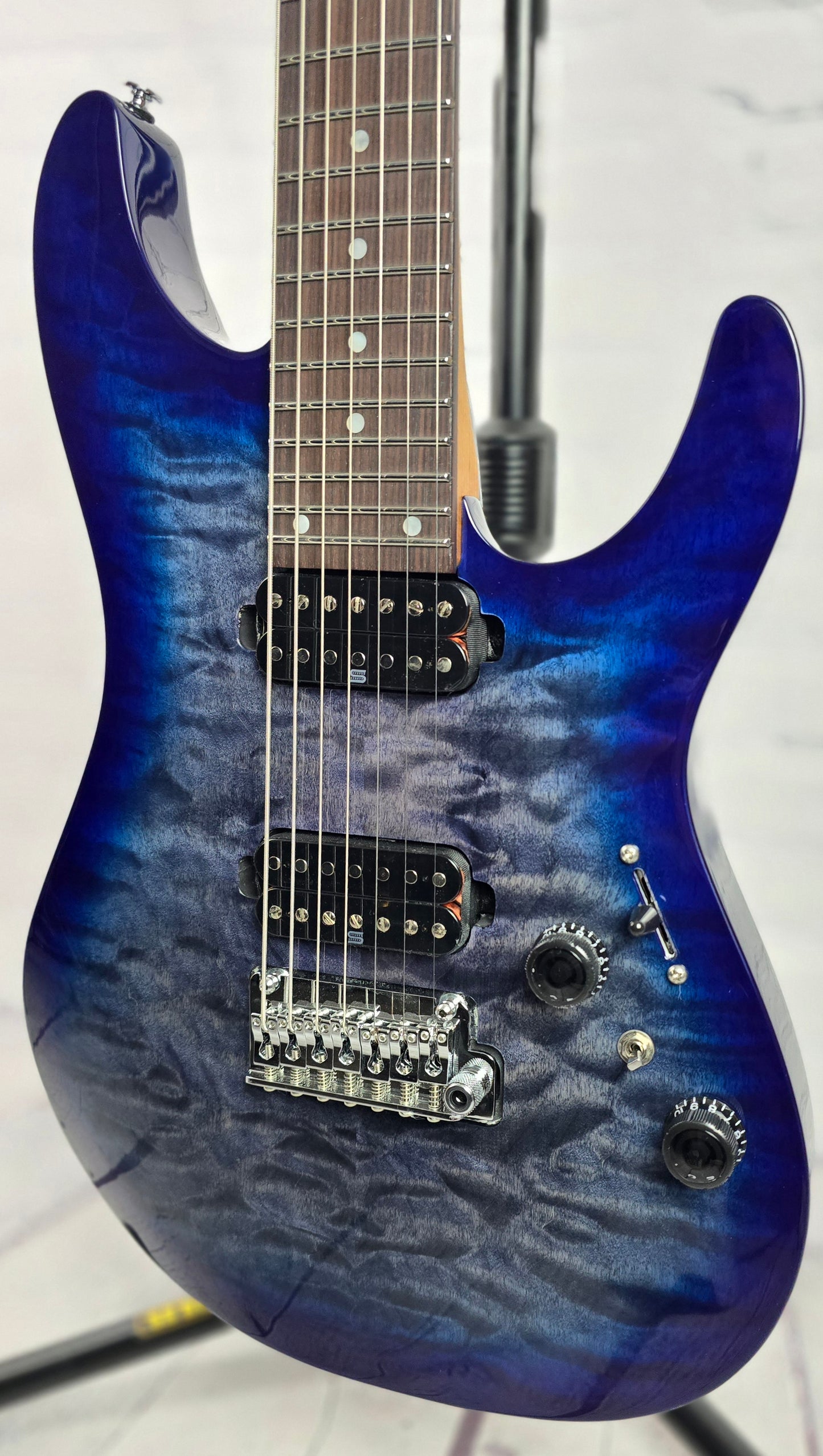 Ibanez Premium AZ427P2QM TUB 7 String Electric Guitar Twilight Blue Burst