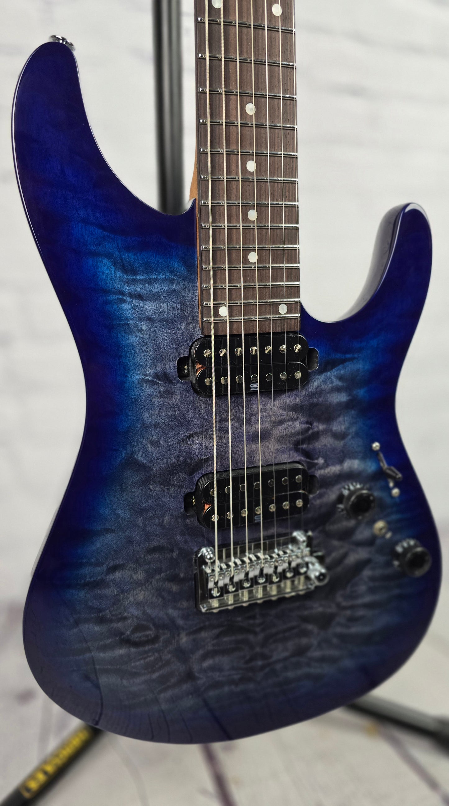 Ibanez Premium AZ427P2QM TUB 7 String Electric Guitar Twilight Blue Burst