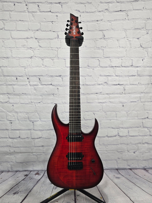 Schecter Sunset 7 Extreme 7 String Electric Guitar Scarlet Burst