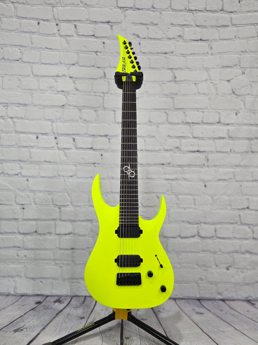 USED Solar A2.7 7 String Electric Guitar 26.5" Lemon Neon Matte