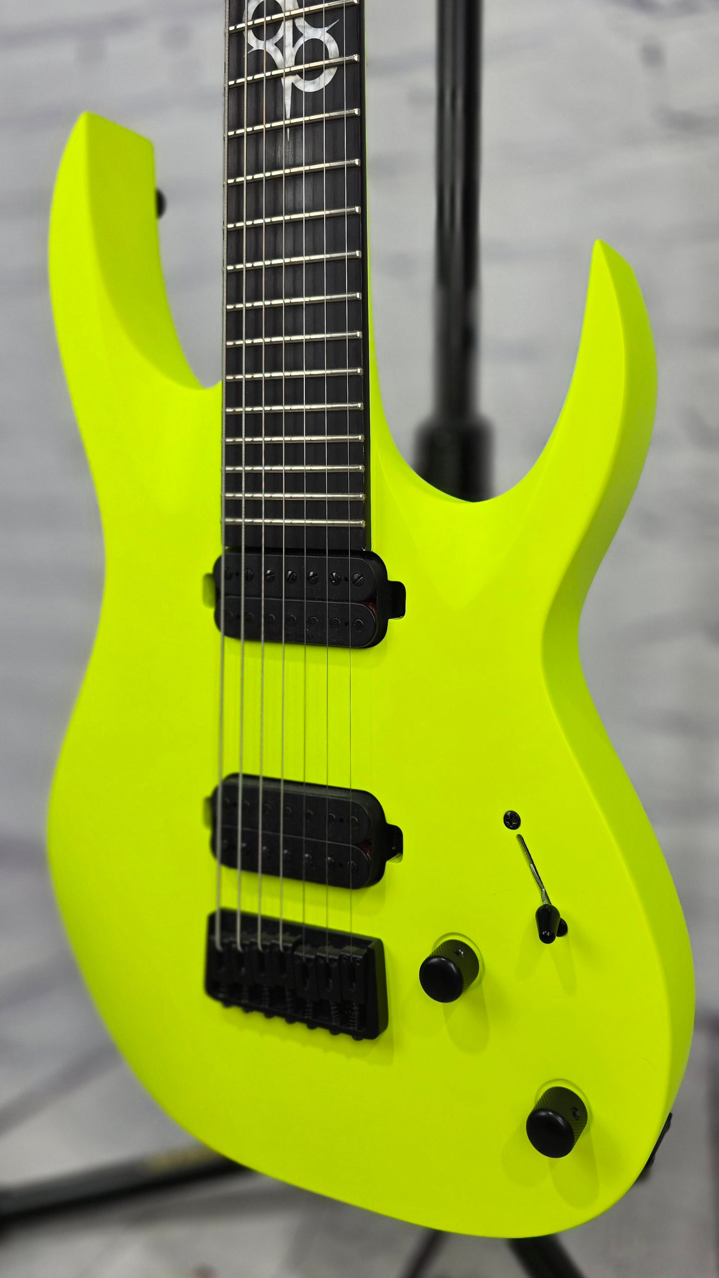 USED Solar A2.7 7 String Electric Guitar 26.5" Lemon Neon Matte