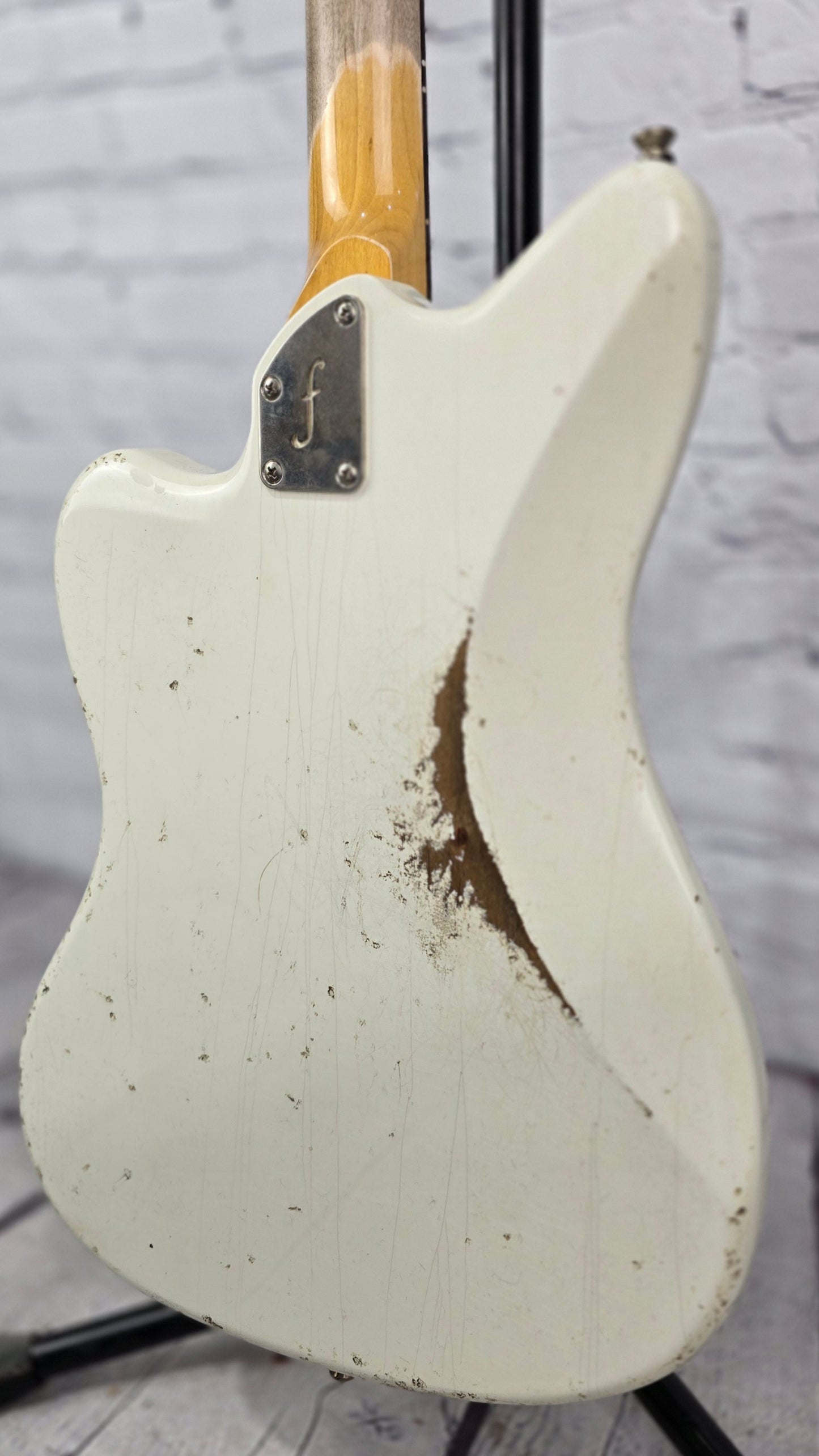 Fano Guitars JM6 Oltre 6 String Electric Guitar Lollar P90 Olympic White Medium Distress