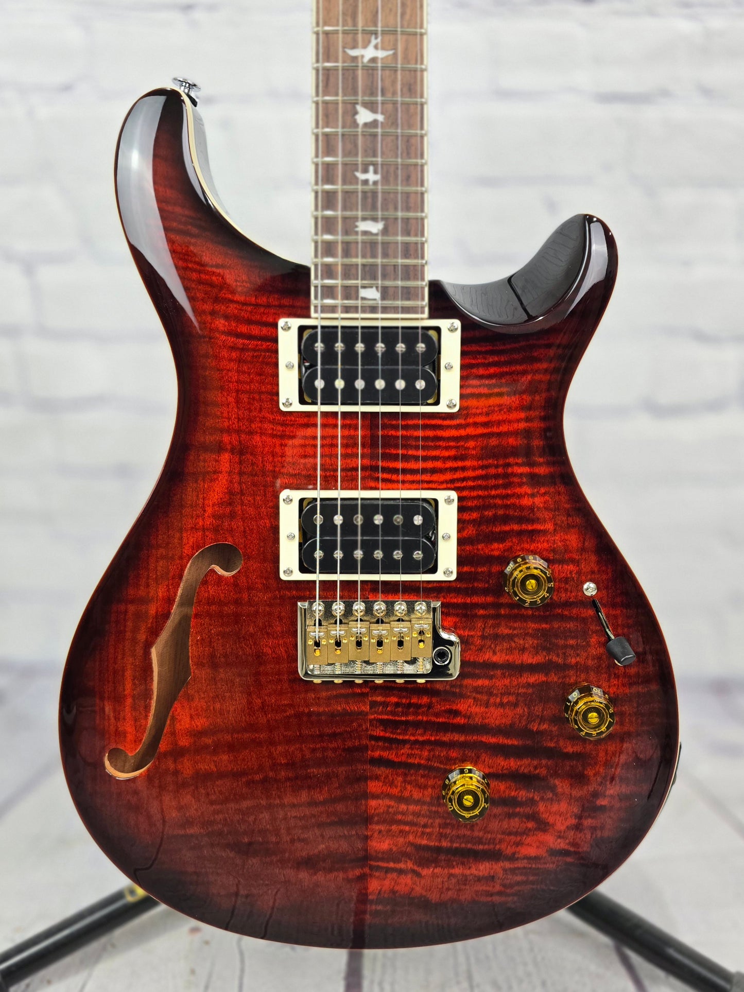 Paul Reed Smith PRS SE Custom 24 Semi-Hollow Piezo Electric Guitar Orange Tiger Smokeburst