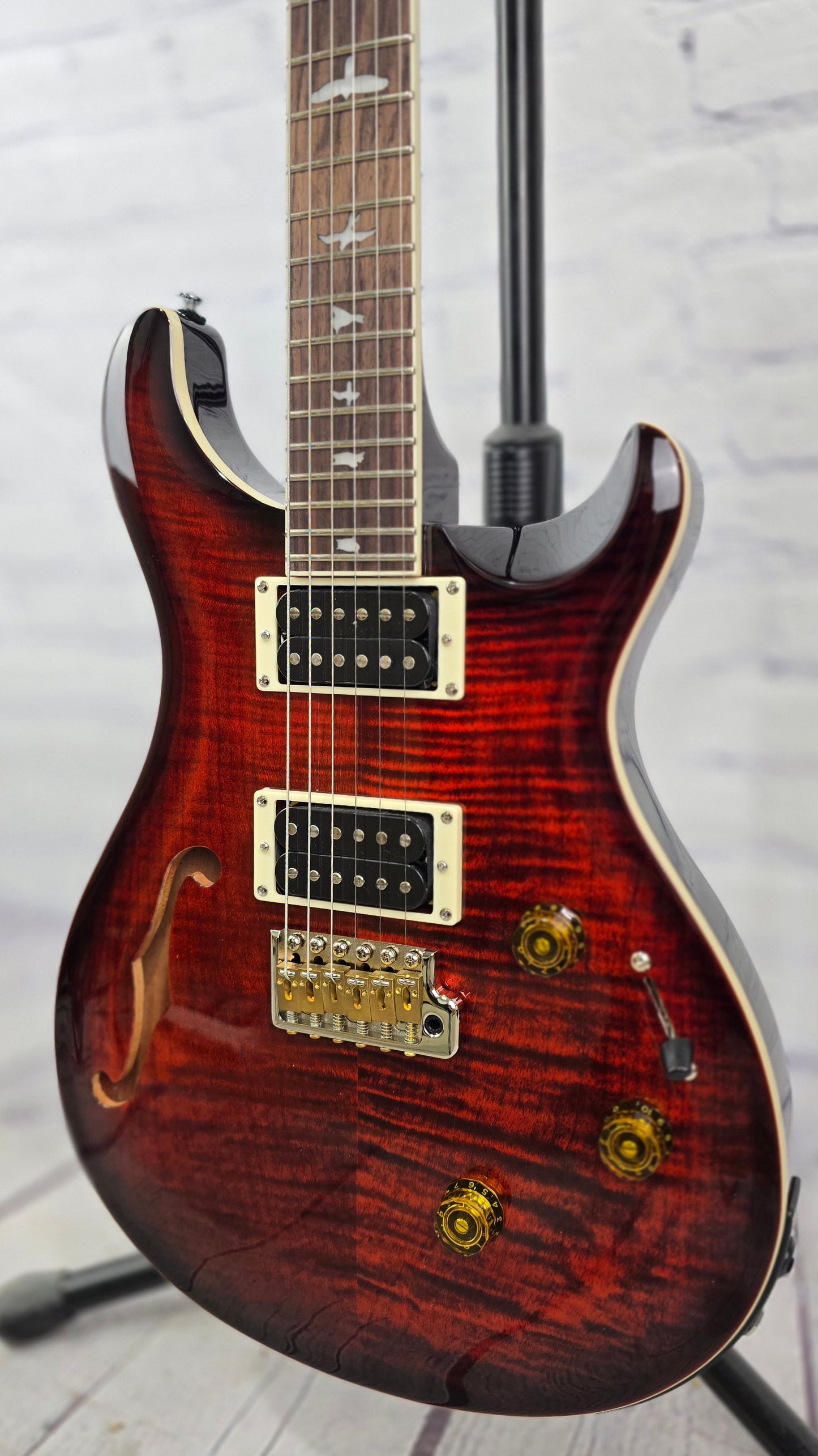 Paul Reed Smith PRS SE Custom 24 Semi-Hollow Piezo Electric Guitar Orange Tiger Smokeburst