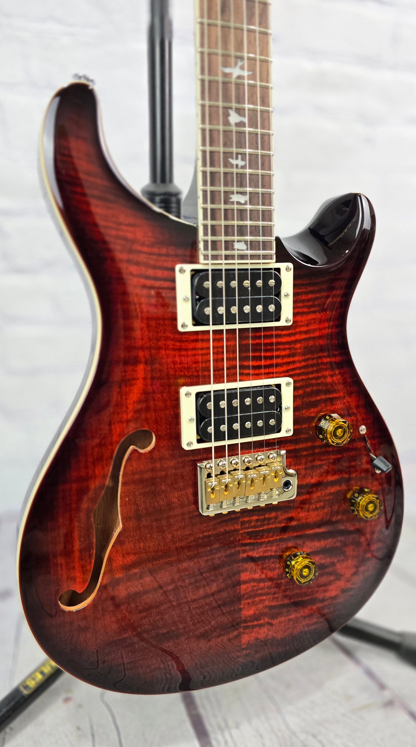 Paul Reed Smith PRS SE Custom 24 Semi-Hollow Piezo Electric Guitar Orange Tiger Smokeburst