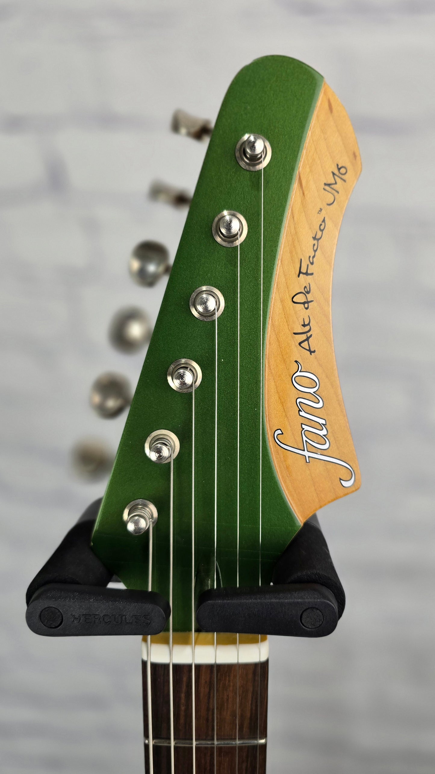 Fano Guitars JM6 Alt De Facto HSH Electric Guitar Cadillac Green w/Racing Stripes & Descendant Vibrato Light Aging