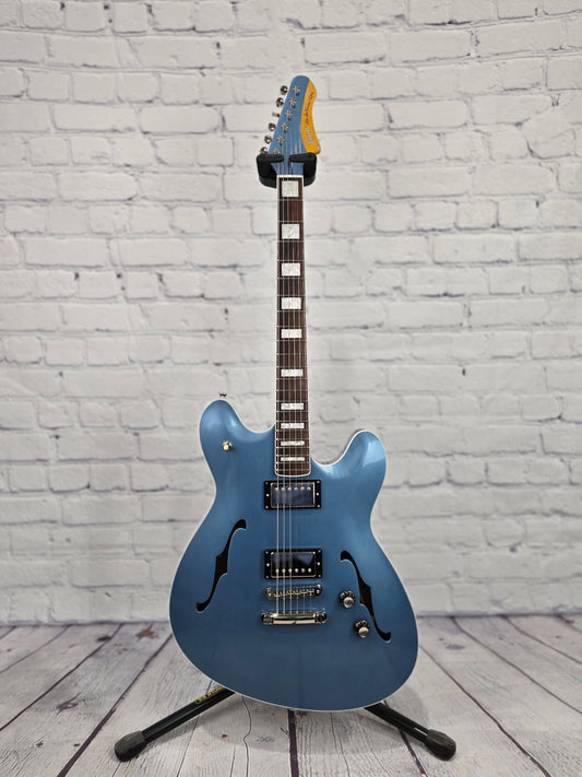 Fano Guitars GF6 Alt De Facto Semi-Hollow Electric Guitar Pelham Blue Extra Light Distress