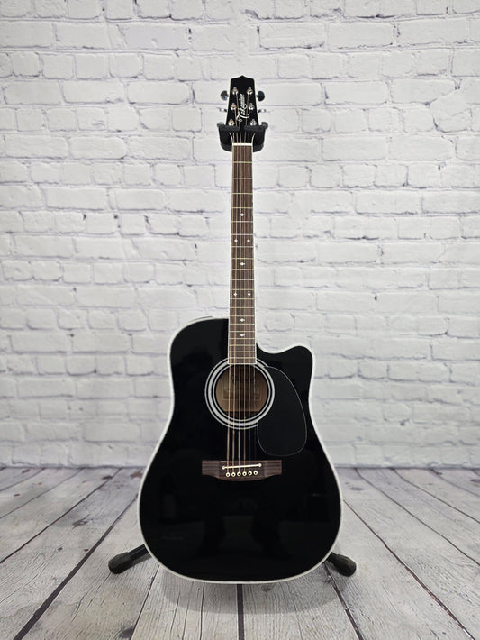 Takamine EF341SC 6 String Dreadnaught Acoustic Guitar Gloss Black