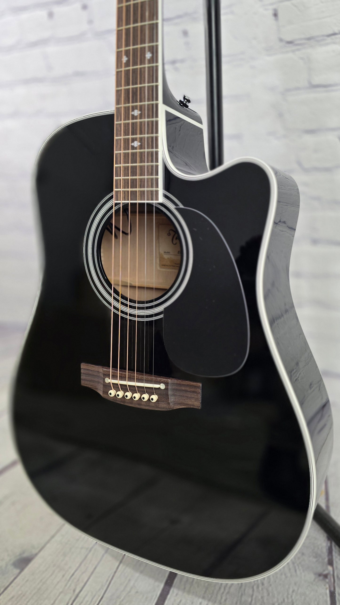 Takamine EF341SC 6 String Dreadnaught Acoustic Guitar Gloss Black