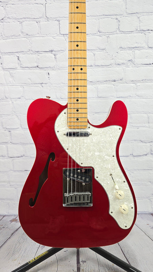 USED Fender Mexican Thinline Telecaster Candy Apple Red Duncan Quarter Pounder