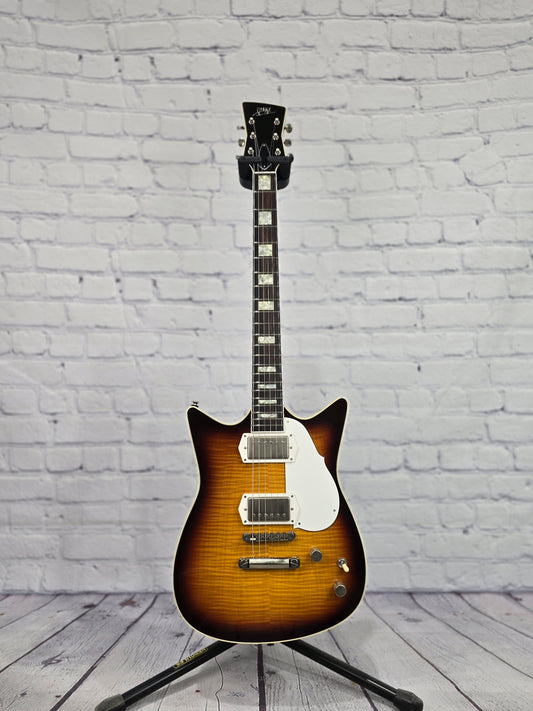 Frank Brothers Arcade One 6 String Electric Guitar Flame Maple Tobacco Sunburst